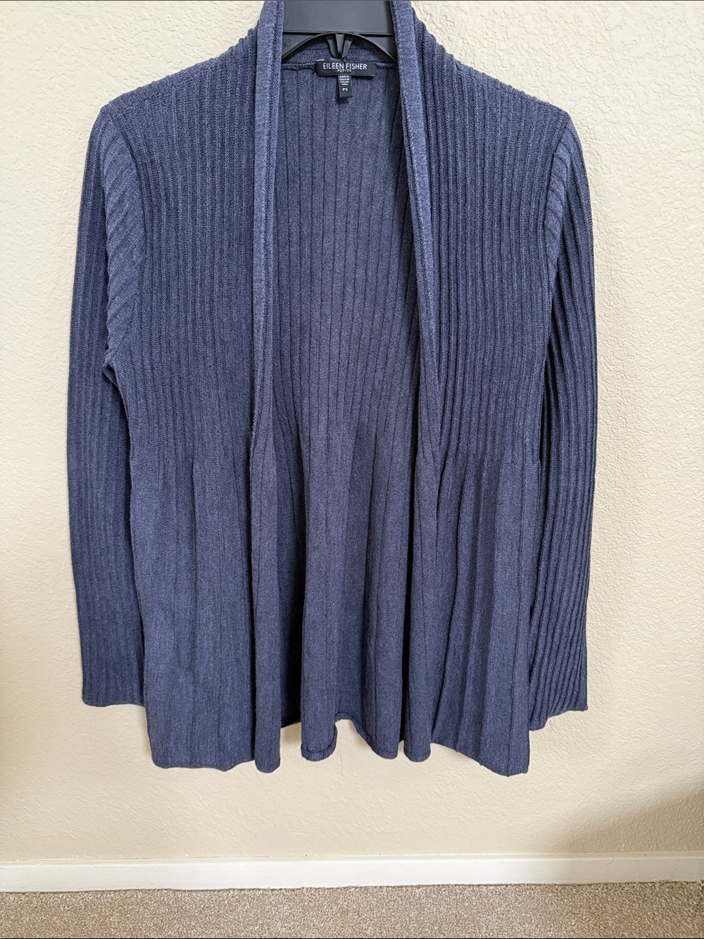 Eileen Fisher Slate Gray Ribbed Open-Front Women’s Cardigan